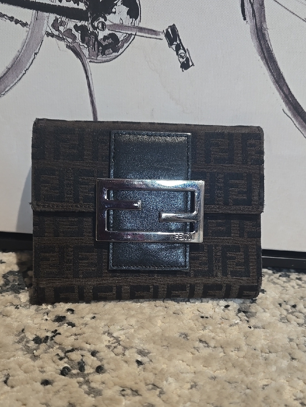 Vintage Fendi Zucca Canvas Trifold Wallet